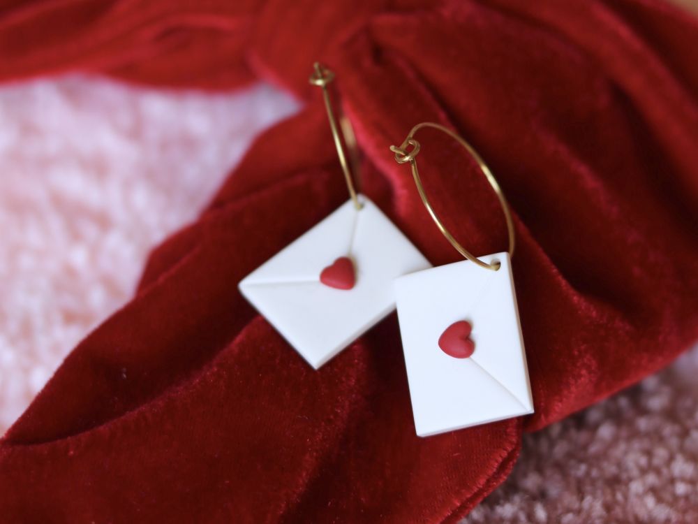 Boucles doreilles enveloppes Coeur