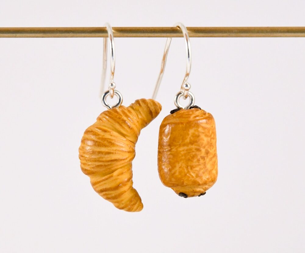 Boucles d'oreilles croissant et pain au chocolat