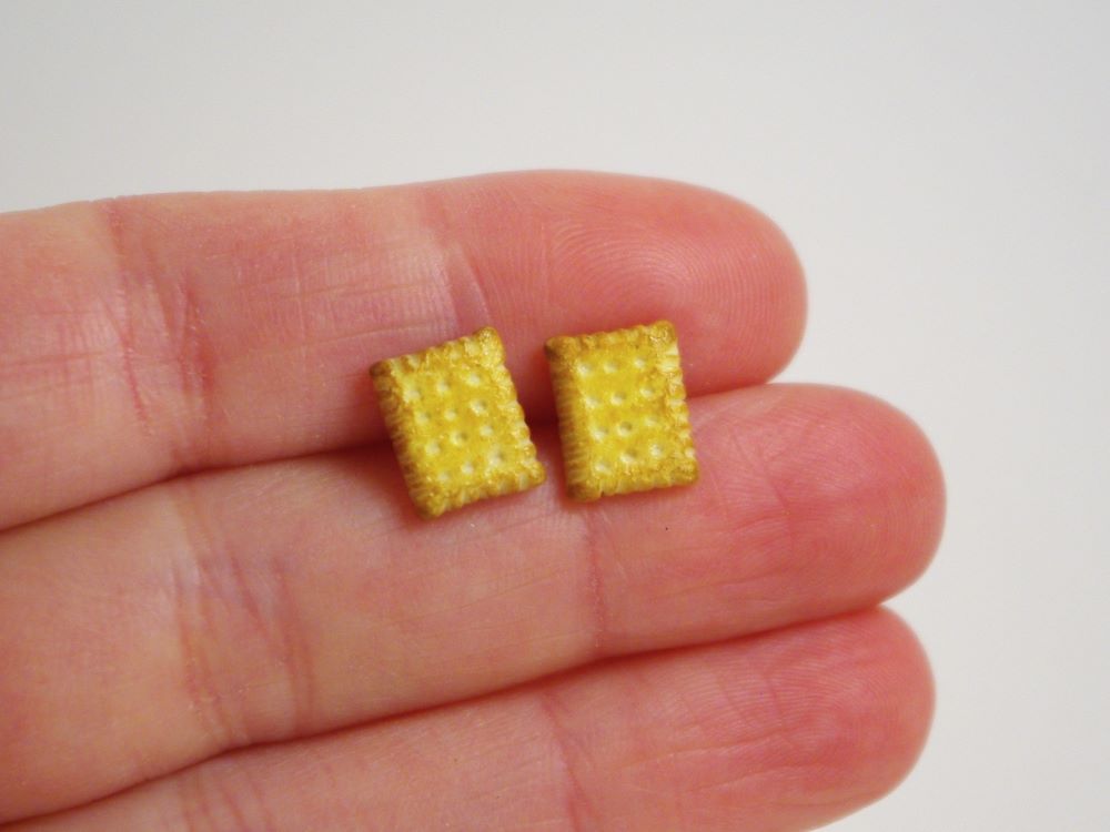 Boucles d'oreilles puces biscuits petit beurre