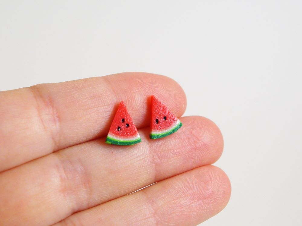 Boucles d'oreilles puces pasteque