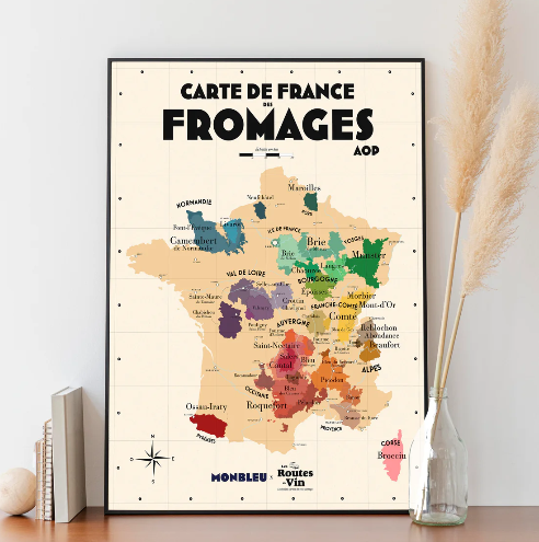 affiche carte de France des fromages